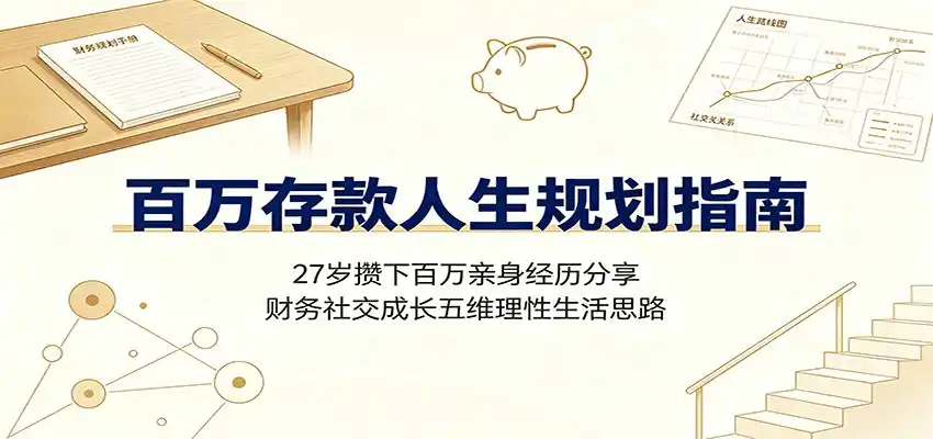 百万存款人生规划指南：27岁攒下百万亲身经历分享，财务社交成长五维理性生活思路-汇课新知资源网