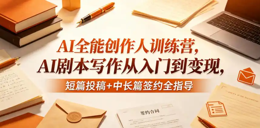 AI全能创作人训练营,AI剧本写作从入门到变现,短篇投稿+中长篇签约全指导-汇课新知资源网