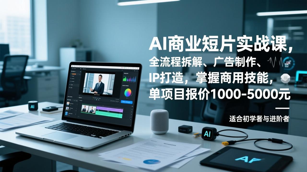 AI商业短片实战课,全流程拆解、广告制作、IP打造,掌握商用技能,单项目报价1000-5000元-汇课新知资源网