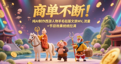 商单不断！纯AI制作西游人物羊毛毡版文旅MV，流量+节目效果统统拉满-汇课新知资源网