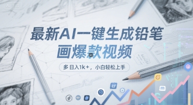 最新AI一键生成铅笔画爆款视频，多平台分发，日 入1k+，小白轻松上手【揭秘】-汇课新知资源网