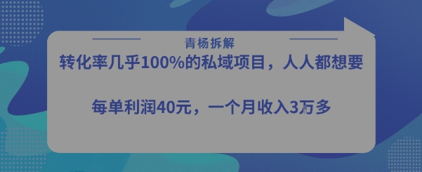 转化率最高的私域项目，每单利润40-50米，月入过1w-汇课新知资源网