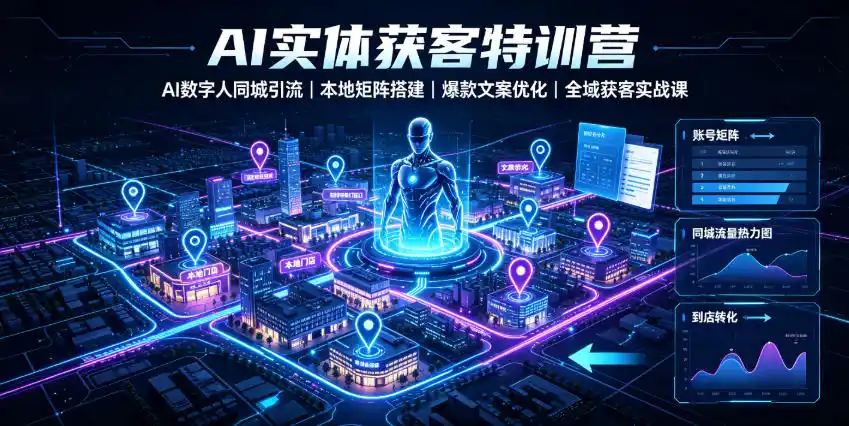 AI实体获客特训营|AI数字人同城引流、本地矩阵搭建、爆款文案优化全域获客实战课-汇课新知资源网
