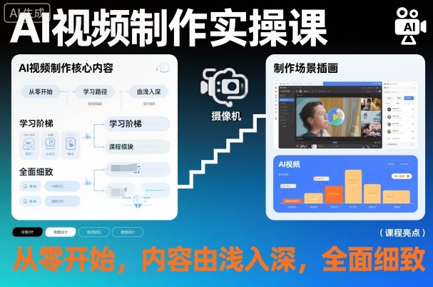 AI视频制作实操课,从零开始,内容由浅入深,全面细致-汇课新知资源网