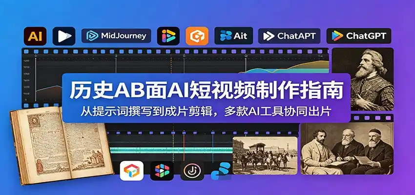 历史AB面AI短视频制作指南：从提示词撰写到成片剪辑，多款AI工具协同出片-汇课新知资源网