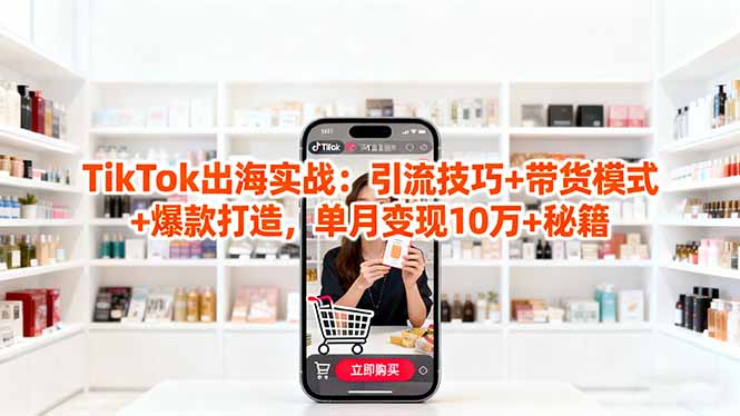 「TikTok出海实战」引流技巧+带货模式+爆款打造,单月变现10万+秘籍-汇课新知资源网