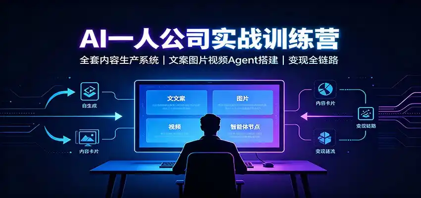 AI创作一人公司实战训练营：全套内容生产系统，文案图片视频Agent搭建变现全链路-汇课新知资源网
