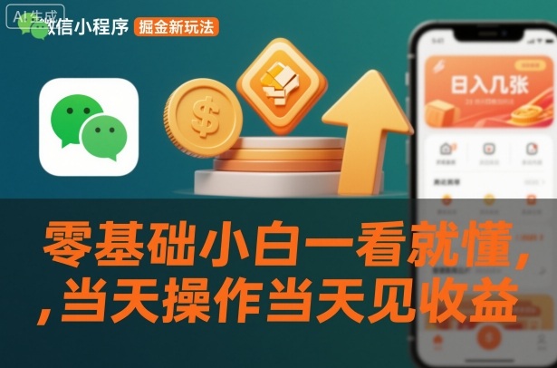 微信小程序掘金新玩法,日入几张,零基础小白一看就懂,当天操作当天见收益【揭秘】-汇课新知资源网