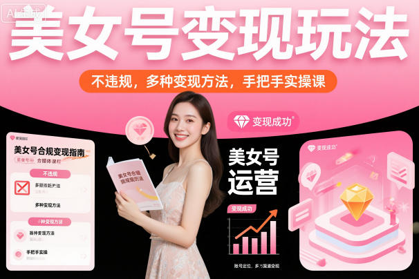 美女号变现玩法，不违规，多种变现方法，手把手实操课-汇课新知资源网