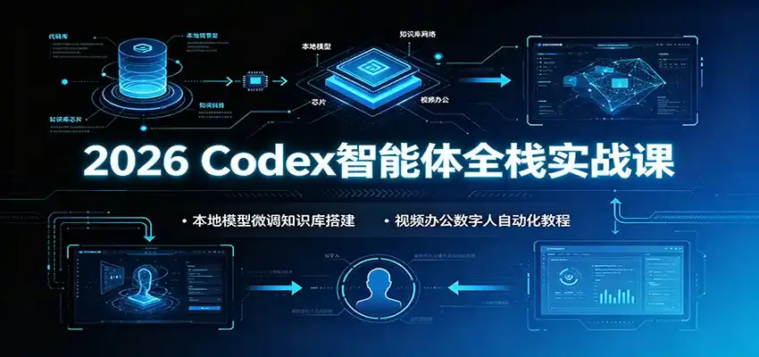 2026 Codex智能体全栈实战课：本地模型微调知识库搭建，视频办公数字人自动化教程-汇课新知资源网