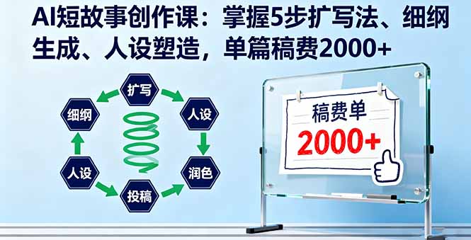 AI短故事创作课:掌握5步扩写法、细纲生成、人设塑造,单篇稿费2000+-汇课新知资源网