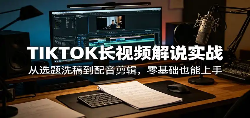 TIKTOK长视频解说实战:从选题洗稿到配音剪辑,零基础也能上手-汇课新知资源网