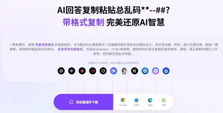 你的AI回答内容复制格式总乱码?完美一键保留原格式复制,办公宝藏浏览器插件Copy With Format-汇课新知资源网