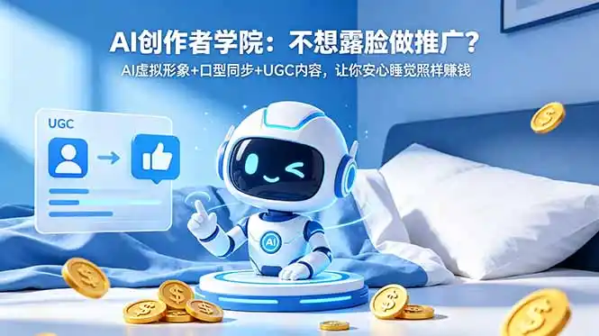 AI创作者学院:不想露脸做推广?AI虚拟形象+口型同步+UGC内容,让你安心睡觉照样赚钱-汇课新知资源网