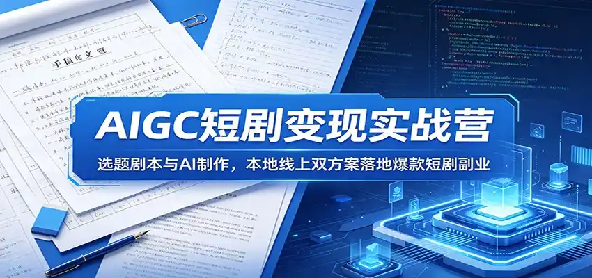 AIGC短剧变现实战营:选题剧本与AI制作,本地线上双方案落地爆款短剧副业-汇课新知资源网