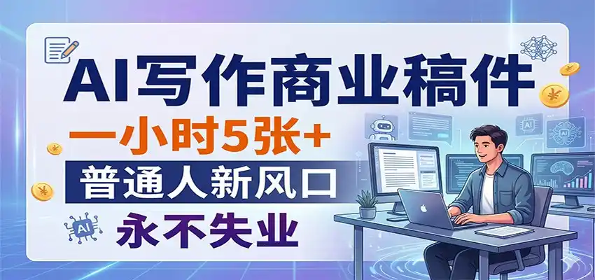 AI写作商业稿件，一小时5张+，普通人新风口，永不失业-汇课新知资源网
