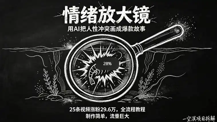 AI制作“情绪放大镜“视频,25条视频涨粉29.6W粉,流量巨大,制作简单,全流程教程-汇课新知资源网