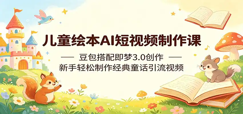儿童绘本AI短视频制作课：豆包搭配即梦3.0创作，新手轻松制作经典童话引流视频-汇课新知资源网