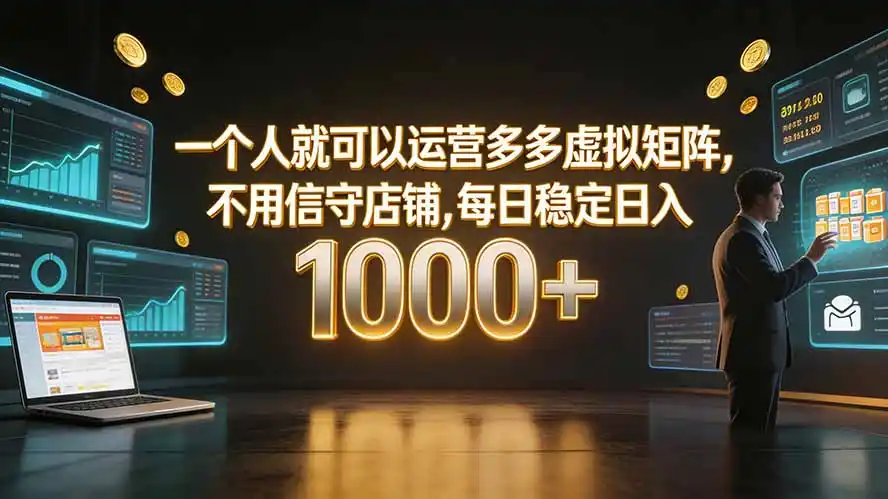 一个人就可以运营多多虚拟矩阵,不用值守店铺,每日稳定日入 1000+-汇课新知资源网