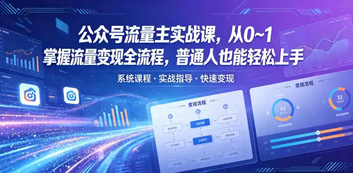公众号流量主实战课,从0~1掌握流量变现全流程,普通人也能轻松上手-汇课新知资源网