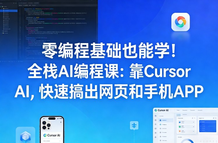 零编程基础也能学!全栈AI编程课:靠Cursor AI,快速搞出网页和手机APP-汇课新知资源网