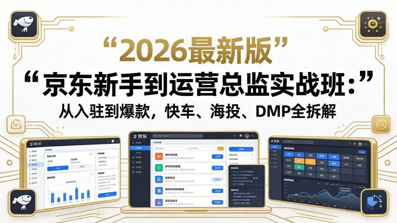 京东新手到运营总监实战班：从入驻到爆款，快车、海投、DMP全拆解，2026最新版-汇课新知资源网