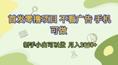 首发零撸项目 不看广告 手机可做 新手小白可以做 月入3k+【揭秘】-汇课新知资源网
