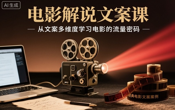电影解说文案课,从文案多维度学习电影的流量密码-汇课新知资源网