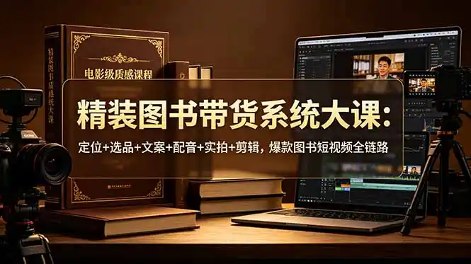 精装图书带货系统大课:定位+选品+文案+配音+实拍+剪辑,爆款图书短视频全链路-汇课新知资源网