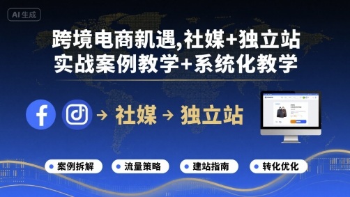 跨境电商新机遇，社媒+独立站，实战案例教学+系统化教学-汇课新知资源网