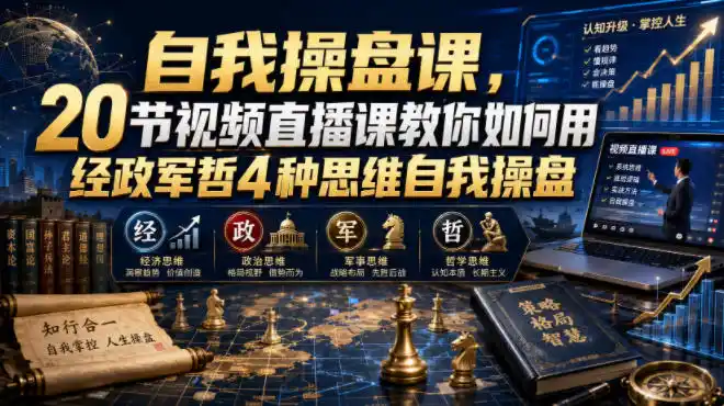 自我操盘课,20节视频直播课教你如何用经政军哲4种思维自我操盘