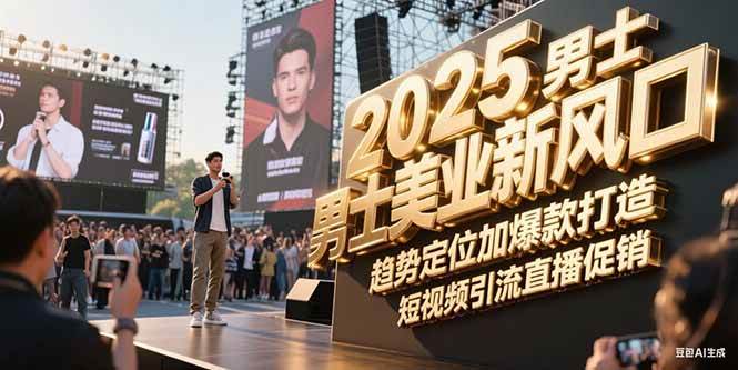 2025男士美业新风口，趋势定位加爆款打造，短视频引流直播促销-汇课新知资源网