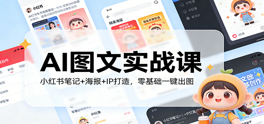 AI图文实战课:小红书笔记+海报+IP打造,零基础一键出图-汇课新知资源网