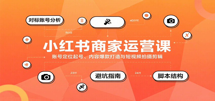 小红书商家运营课，账号定位起号、内容爆款打造与短视频拍摄剪辑-汇课新知资源网