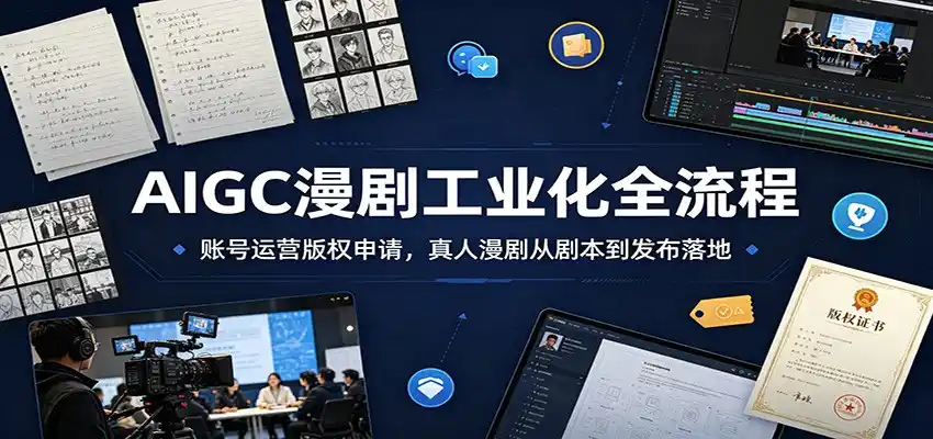 AIGC漫剧工业化全流程:账号运营版权申请,真人漫剧从剧本到发布落地-汇课新知资源网