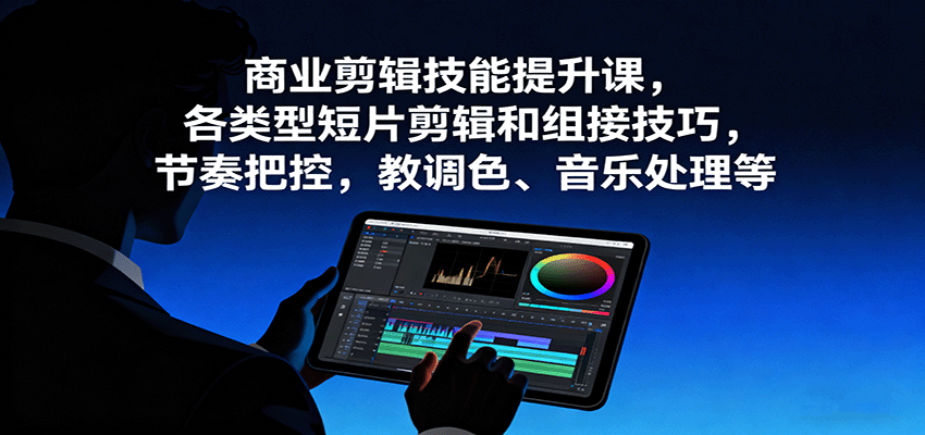 商业剪辑技能提升课,各类型短片剪辑和组接技巧,节奏把控,教调色、音乐处理等-汇课新知资源网
