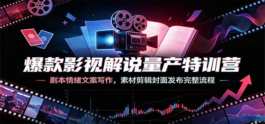 爆款影视解说量产特训营:剧本情绪文案写作,素材剪辑封面发布完整流程-汇课新知资源网