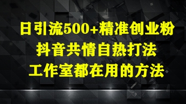 日引流500+精准创业粉,抖音共情自热打法,工作室都在用的方法-汇课新知资源网