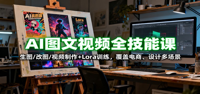 AI图文视频全技能课：生图/改图/视频制作+Lora训练，覆盖电商 、设计多场景-汇课新知资源网