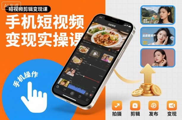 手机短视频变现实操课,短视频剪辑变现课-汇课新知资源网