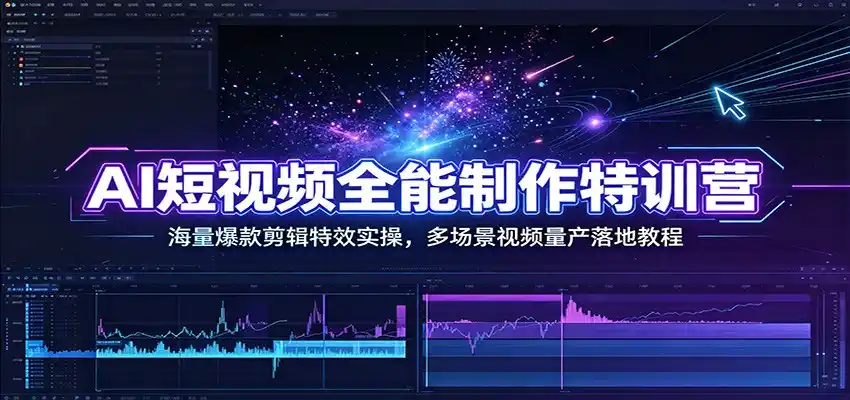 AI短视频全能制作特训营:海量爆款剪辑特效实操,多场景视频量产落地教程-汇课新知资源网