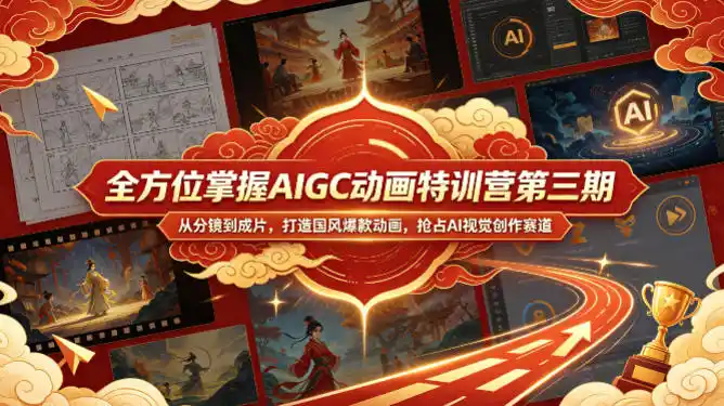 全方位掌握AIGC动画特训营第三期,从分镜到成片,打造国风爆款动画,抢占AI视觉创作赛道红利-汇课新知资源网