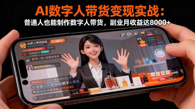 AI数字人带货变现实战:普通人也能制作数字人带货,副业月收益达8000+-汇课新知资源网