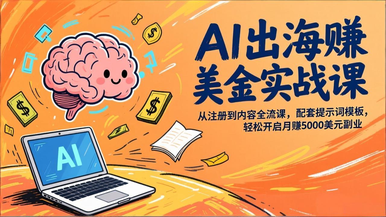 AI出海赚美金实战课，从注册到内容全流程，配套提示词模板，轻松开启月赚5000美元副业-汇课新知资源网