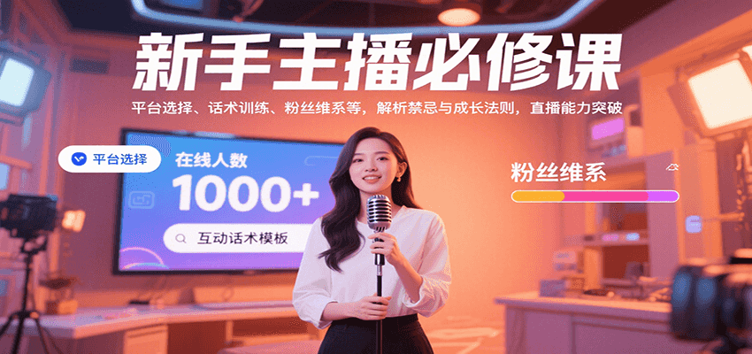 新手主播必修课：平台选择、话术训练、粉丝维系等，解析禁忌与成长法则，突破直播能力-汇课新知资源网