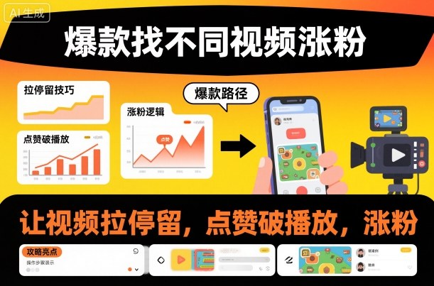 爆款找不同视频涨粉，让视频拉停留，实现点赞，破播放，涨粉-汇课新知资源网