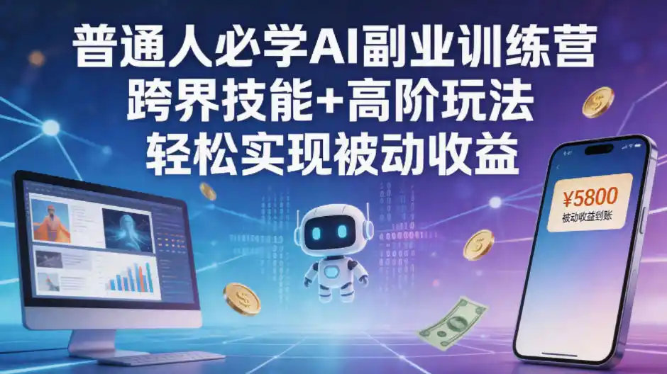 普通人必学AI副业训练营跨界技能+高阶玩法轻松实现被动收益-汇课新知资源网