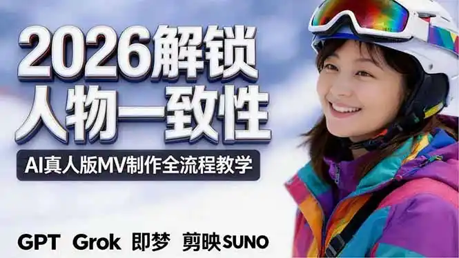 2026独创解锁人物一致性：AI真人版MV制作，不讲空话，不拼概念，全流程实操-汇课新知资源网