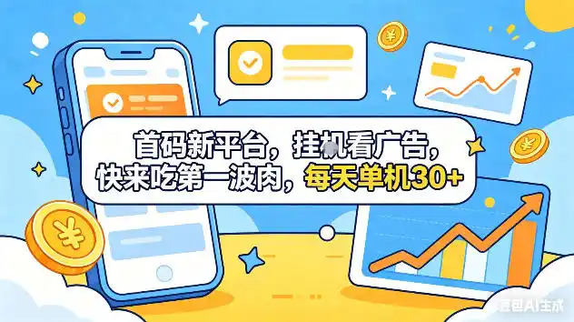 首码新平台,挂G自动看广告,快来吃第一波肉,每天单机30+,可矩阵放大【揭秘】-汇课新知资源网