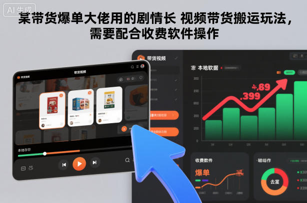 某带货爆单大佬用的剧情长视频带货搬运玩法，需要配合收费软件操作-汇课新知资源网